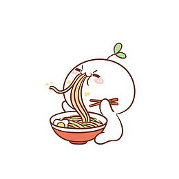 卡通开心吃面的颜团子素材