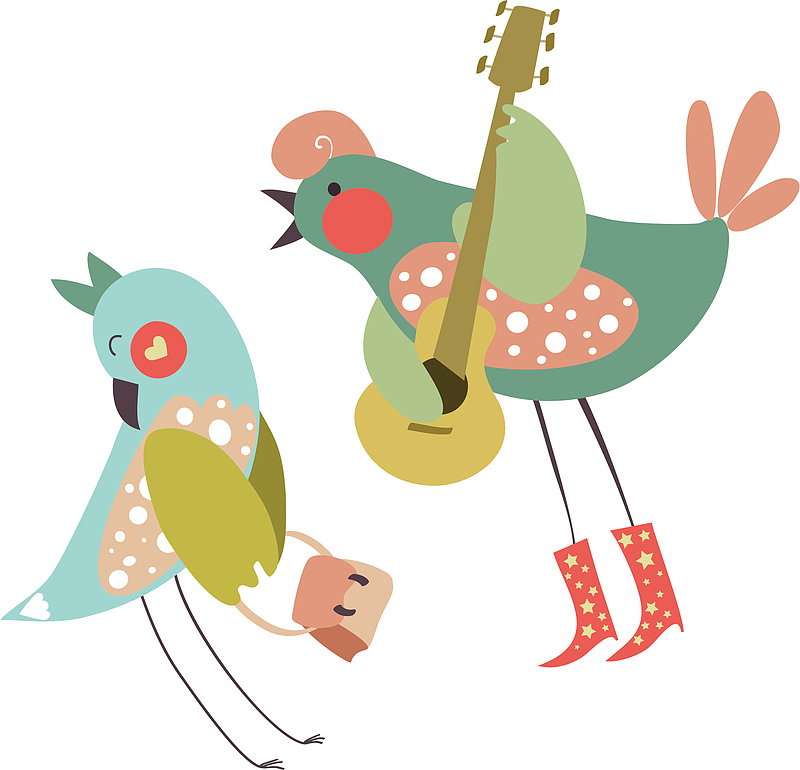 矢量图弹吉他的小鸟