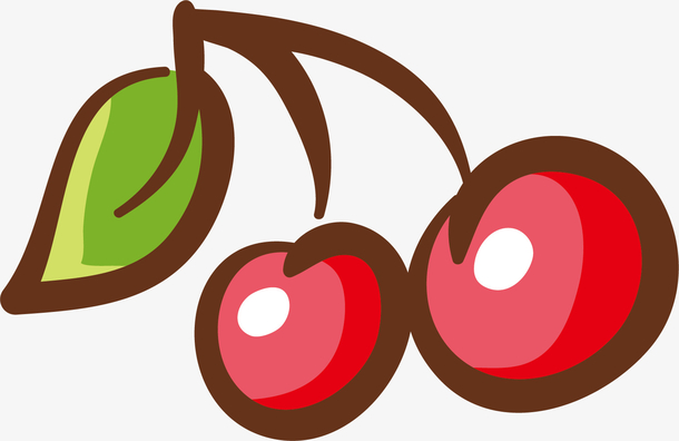 矢量图水彩红色樱桃