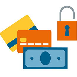 信用卡和钱矢量图标