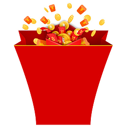 红色创意打开的红包元素