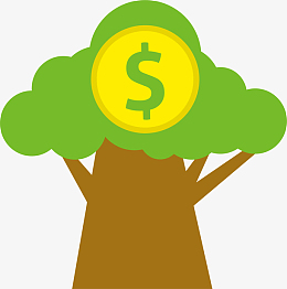 矢量手绘财富金币树