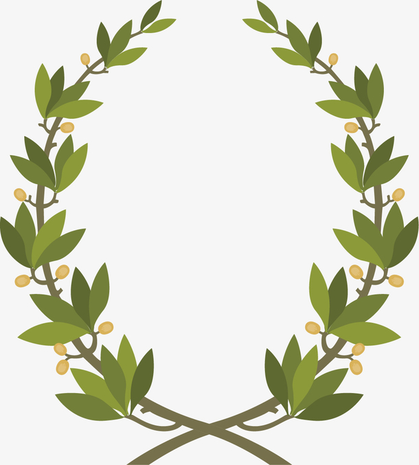 关键词 : 卡通花环,橄榄枝,橄榄叶,绿色,对称风格,扁平风格,橄榄花环