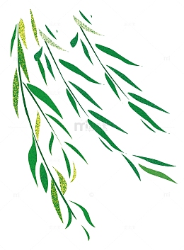绿色柳叶飘扬手绘