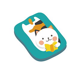 趴着看书的猫咪手绘