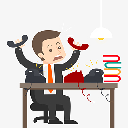 卡通职员手脚忙乱