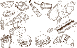 素描美味快餐美食