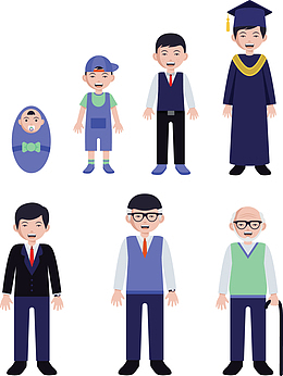 卡通男婴长大成人