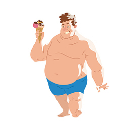 穿短裤的胖胖的男人