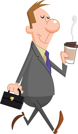职场人物拿着一杯茶走着PNG