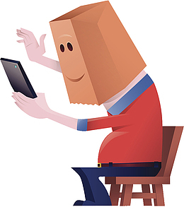 矢量卡通人物戴头套的大肚腩男人