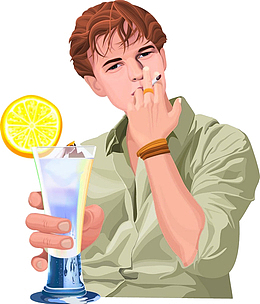 卡通吸烟男士