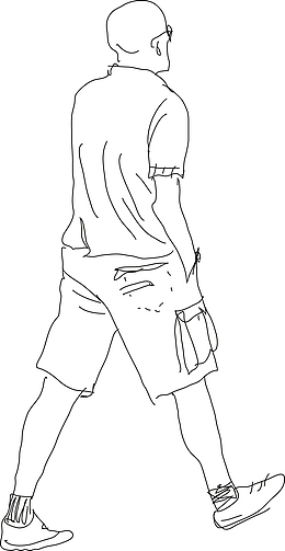 矢量手绘速写男人手插裤兜素材