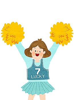 卡通加油欢呼的女孩