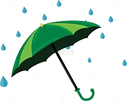 绿色卡通雨滴雨伞