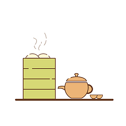 卡通早茶点心素材