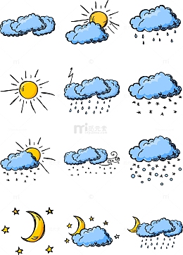 卡通天气图标集合设计