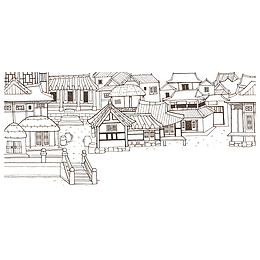 城市建筑线性手绘