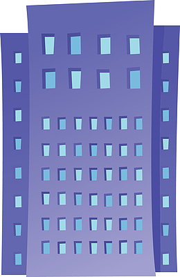 紫色办公楼矢量图