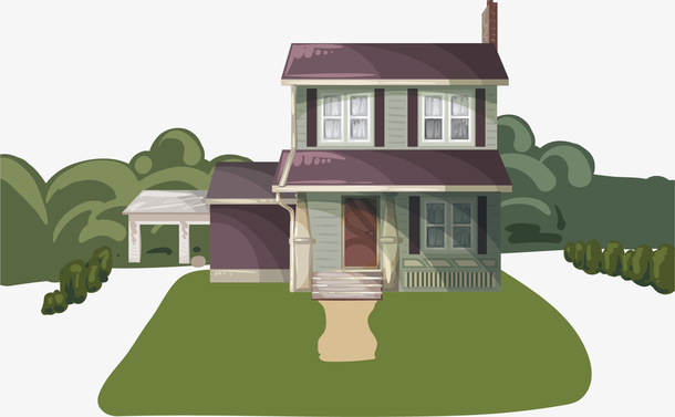 别墅房屋卡通海报促销素材