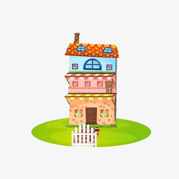 卡通手绘别墅素材