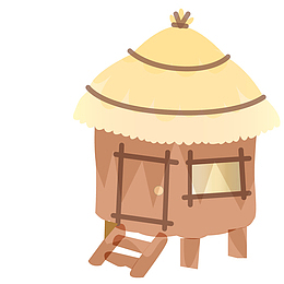 简笔手绘茅草小屋