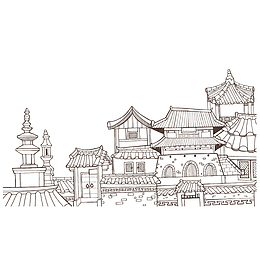 创意建筑线性手绘