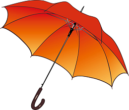 手绘插图撑开的橙色雨伞
