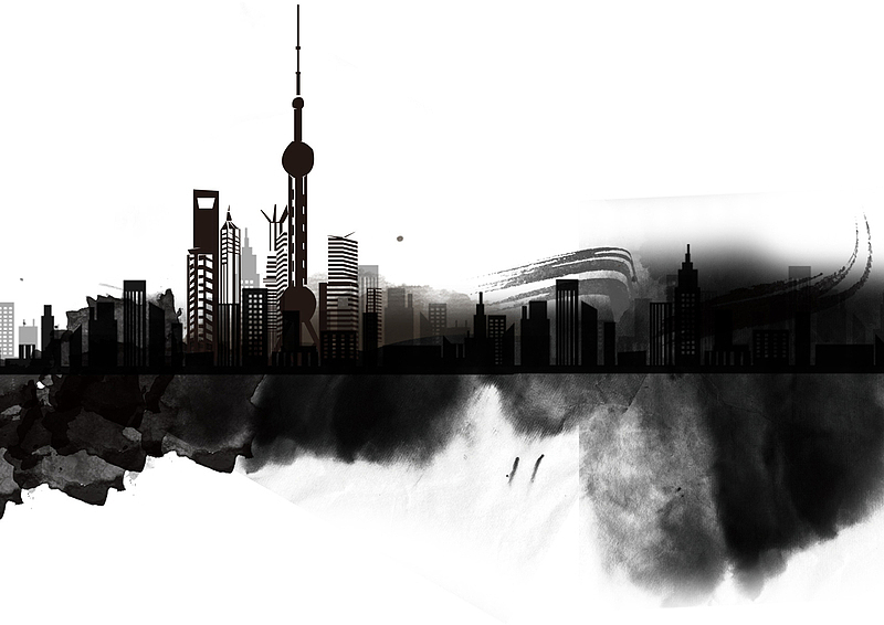 中国国际进口博览会上海城市剪影