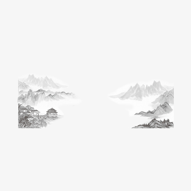 中国风国画水墨山水风景免抠素材免费下载_觅元素51yuansu.com
