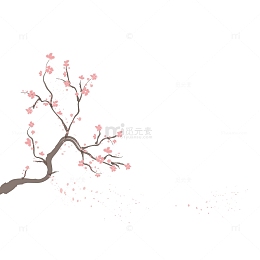 矢量卡通红色水墨腊梅