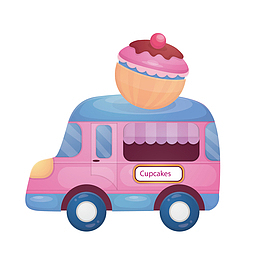 粉色冰淇淋主题食物快餐车