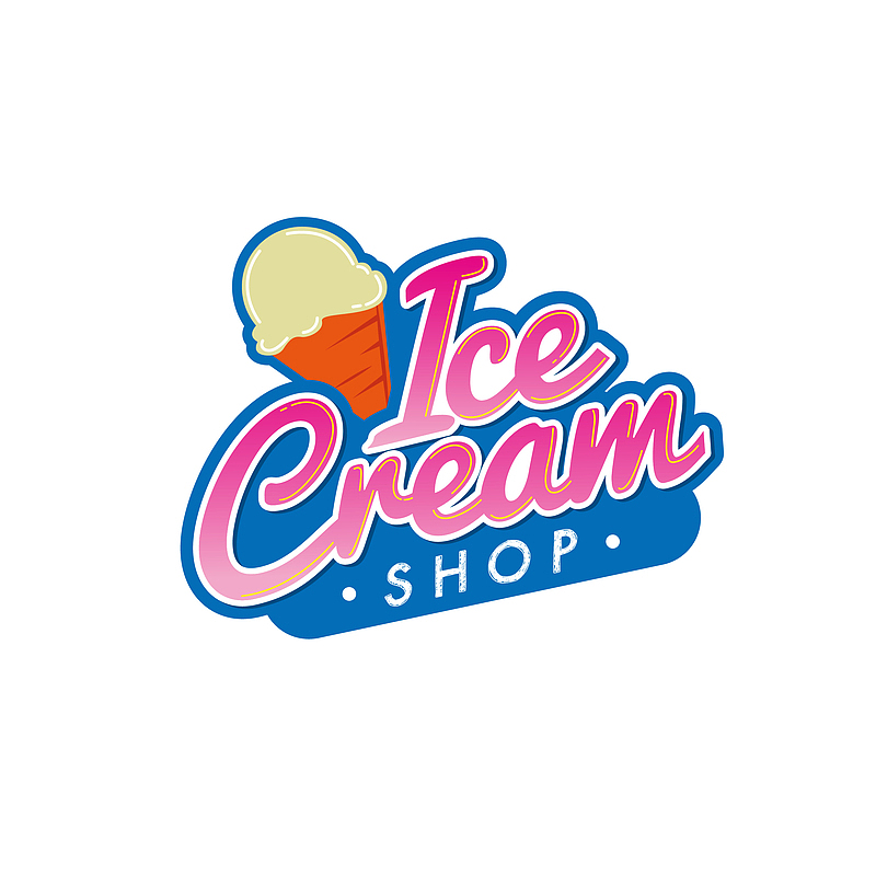 矢量彩色卡通冰淇淋标识