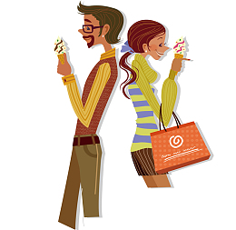 吃冰淇淋美女矢量