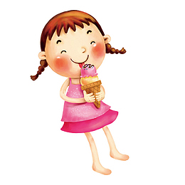 手绘卡通可爱小女孩免扣素材