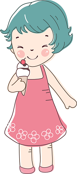 吃着冰淇淋的女孩
