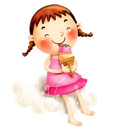 在吃冰淇淋的女孩