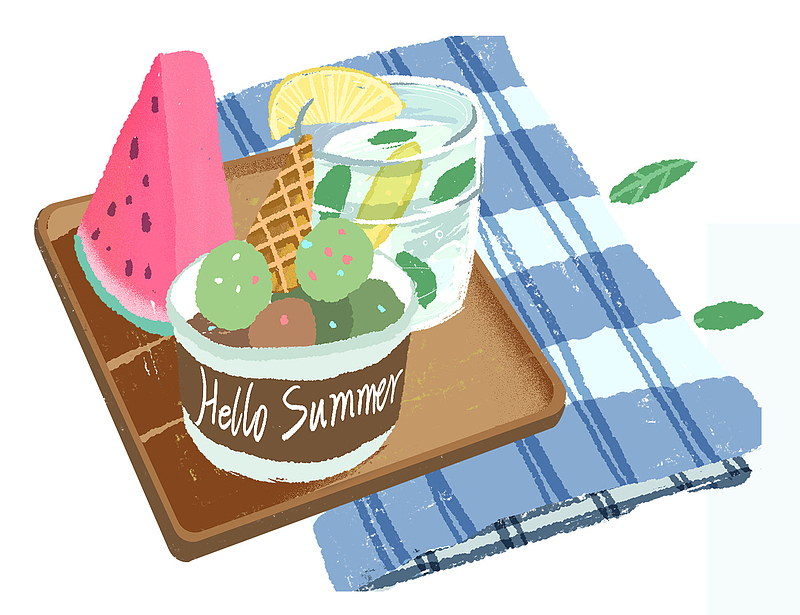 八月你好夏季冰淇淋