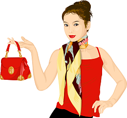拿着包包的美女图