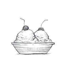 黑白手绘冰淇淋素材