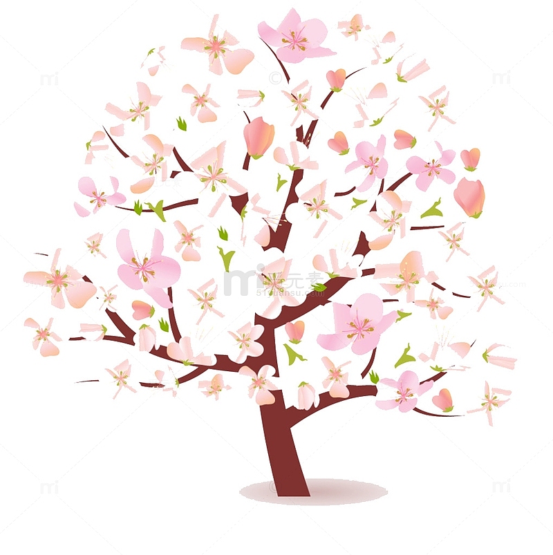 粉色樱花树免扣图