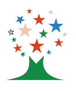 五彩星星大树矢量图