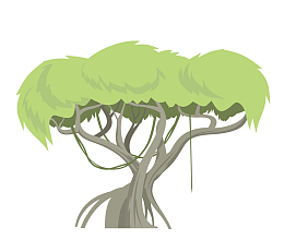 手绘卡通绿色大树榕树