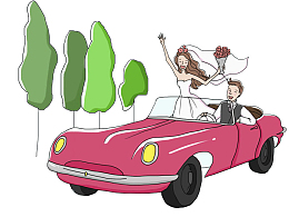 卡通婚车恋人免抠图