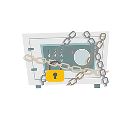 矢量卡通保险柜五金锁具