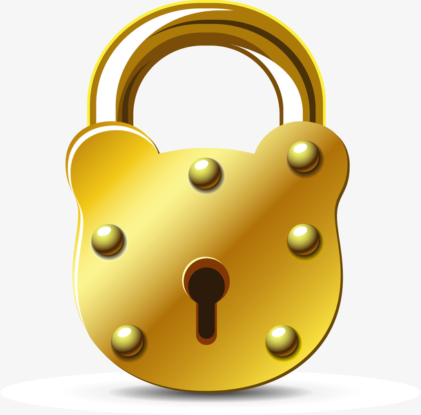 矢量手绘金锁