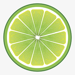 绿色美味的水果柠檬片卡通