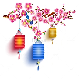 中秋节中秋梅花灯笼装饰免下载