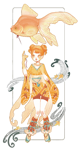 矢量金鱼少女