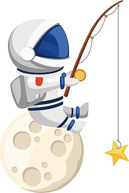 月球上钓星星的宇航员